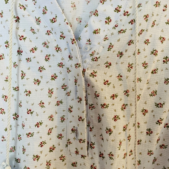 Rochelle Behrens The Shirt Blue Ditsy Floral Small Tiered Sleeve Boho Prairie - Picture 7 of 15